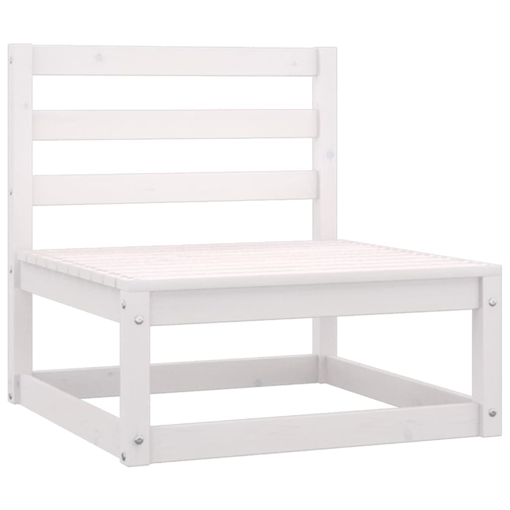 Salon de jardin 7 pcs Blanc Bois de pin massif