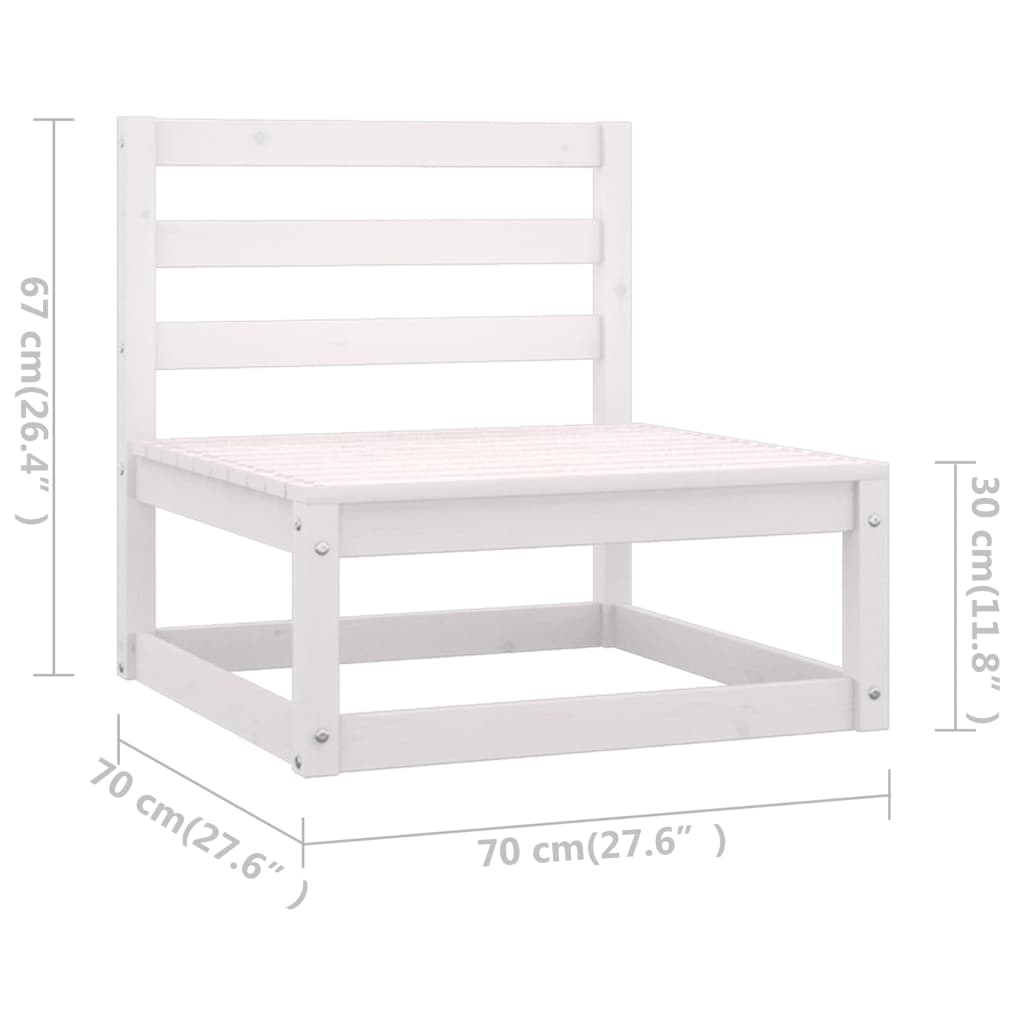 Salon de jardin 7 pcs Blanc Bois de pin massif