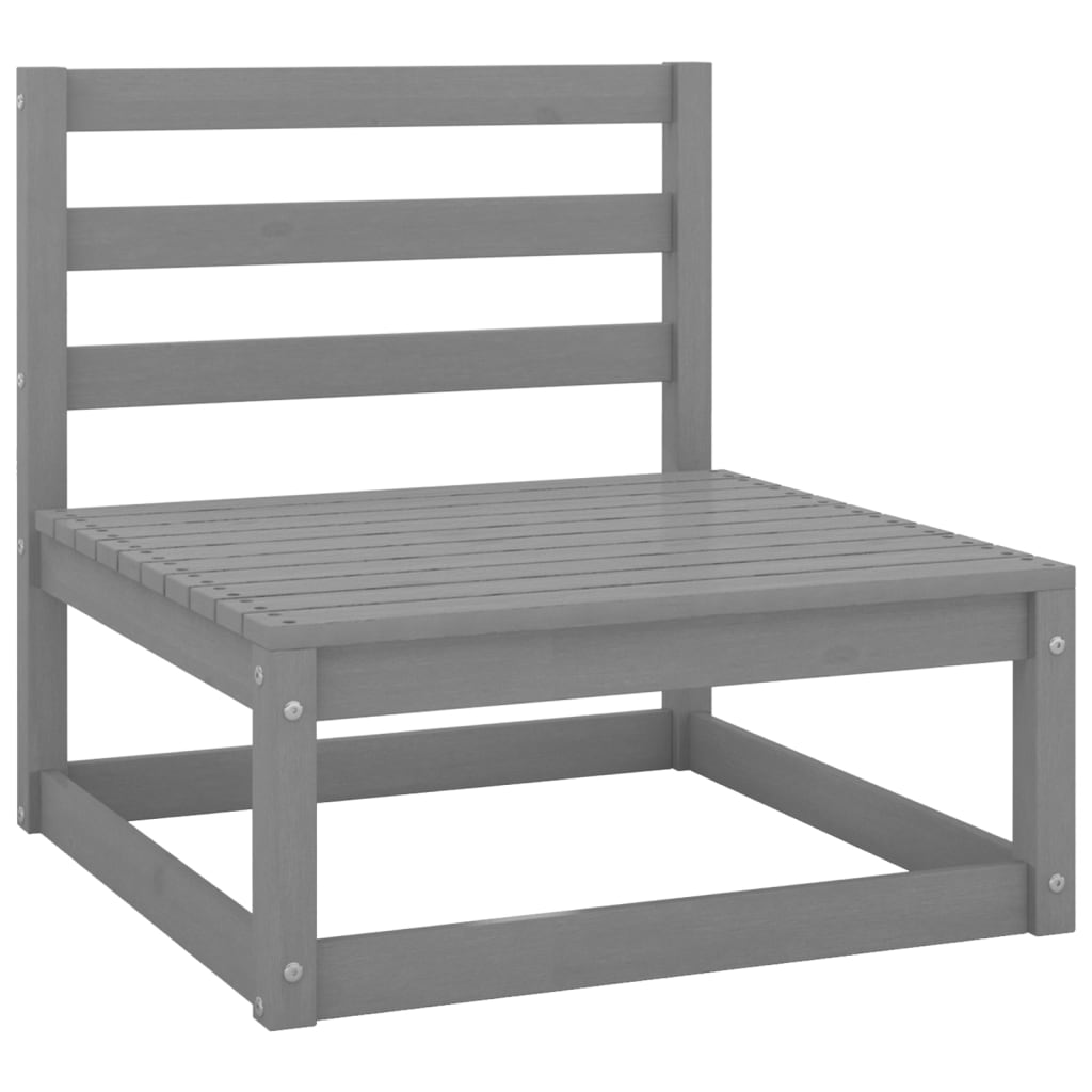 Salon de jardin 5 pcs gris bois de pin massif