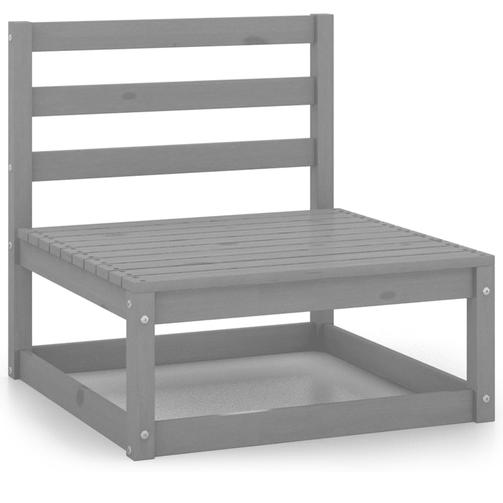 Salon de jardin 8 pcs gris bois de pin massif