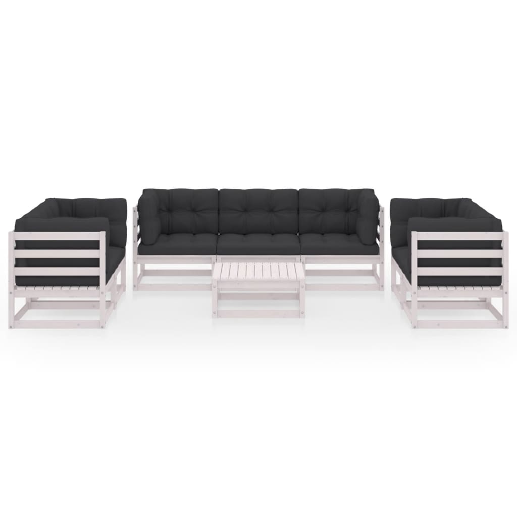 Salon de jardin 8 pcs avec coussins Bois de pin massif