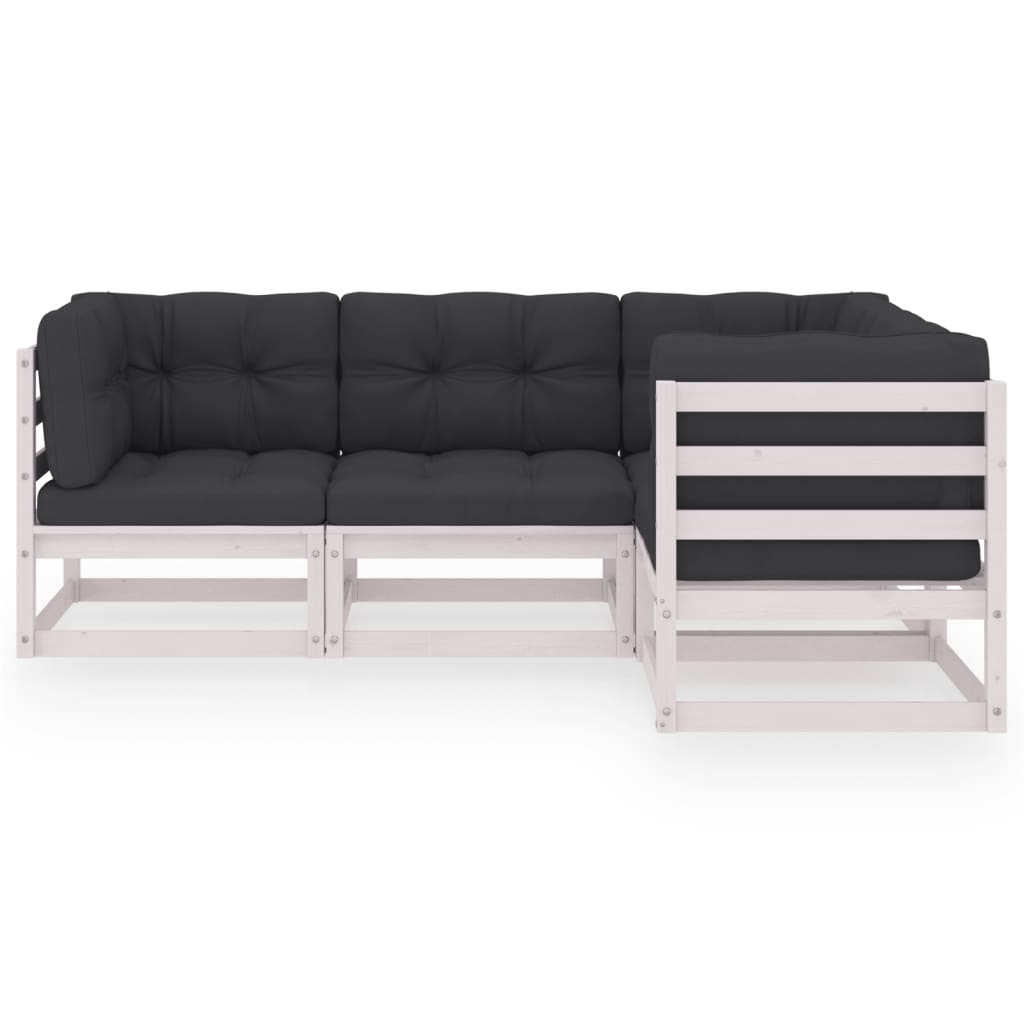 Salon de jardin 4 pcs avec coussins Bois de pin massif