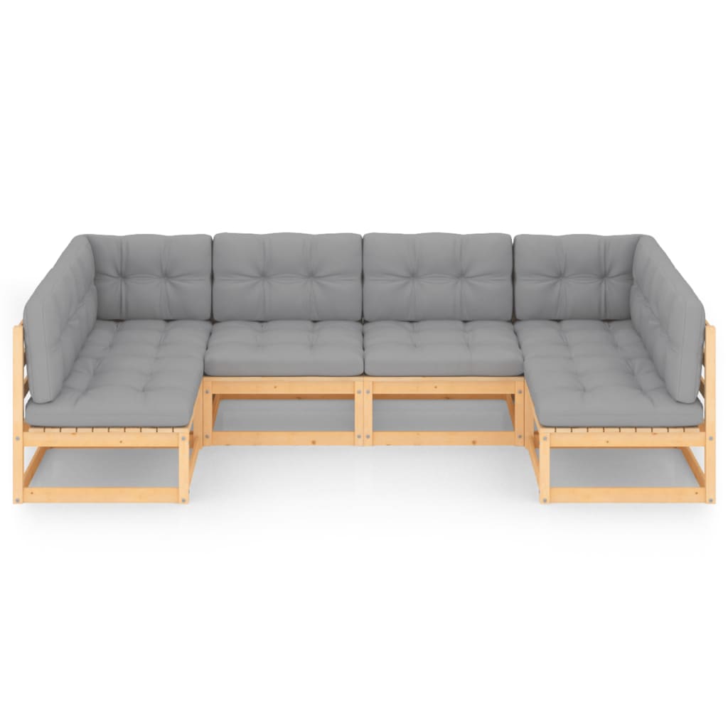 Salon de jardin 6 pcs avec coussins Bois de pin massif