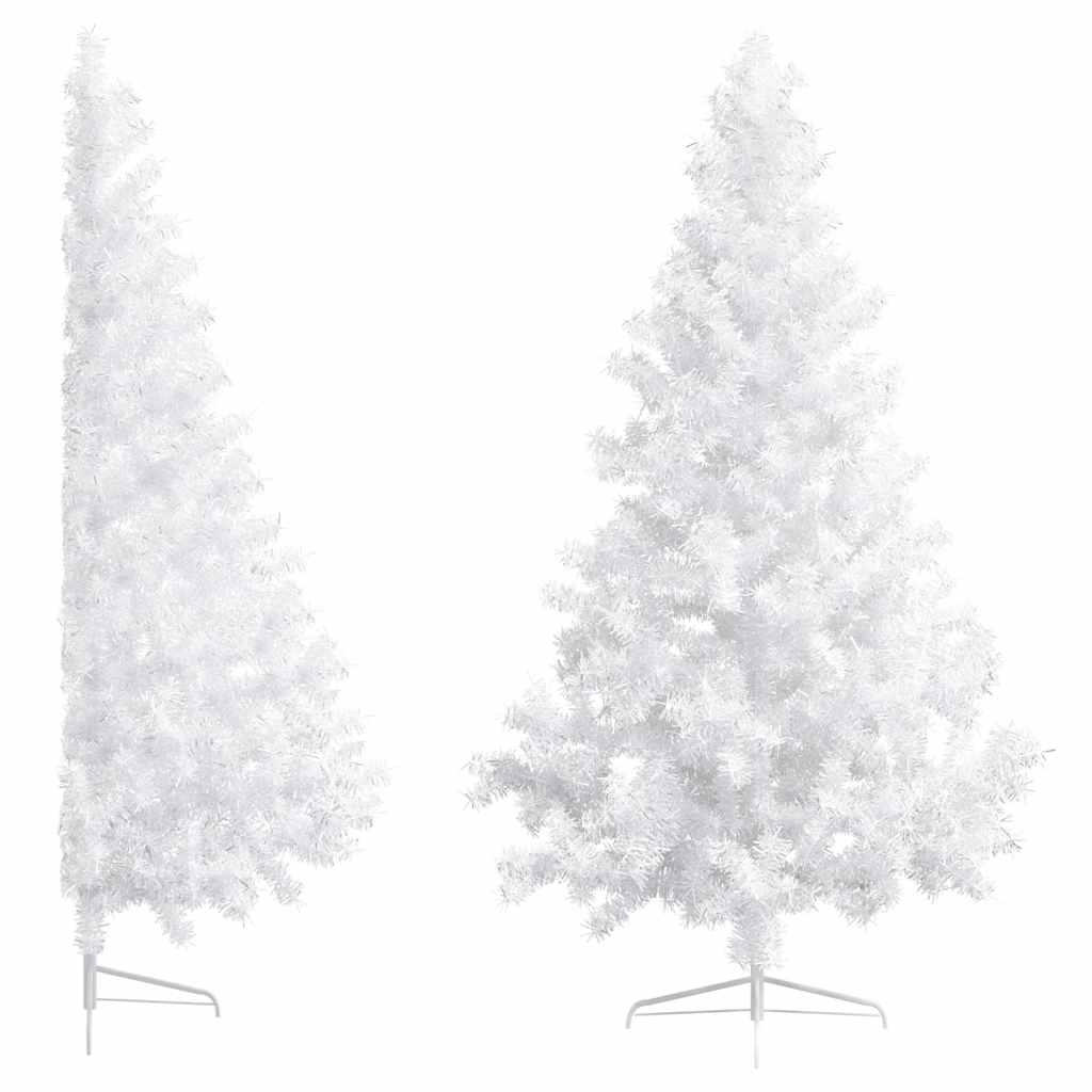 Demi-arbre de Noël artificiel pré-éclairé et boules blanc 210cm - XIOS