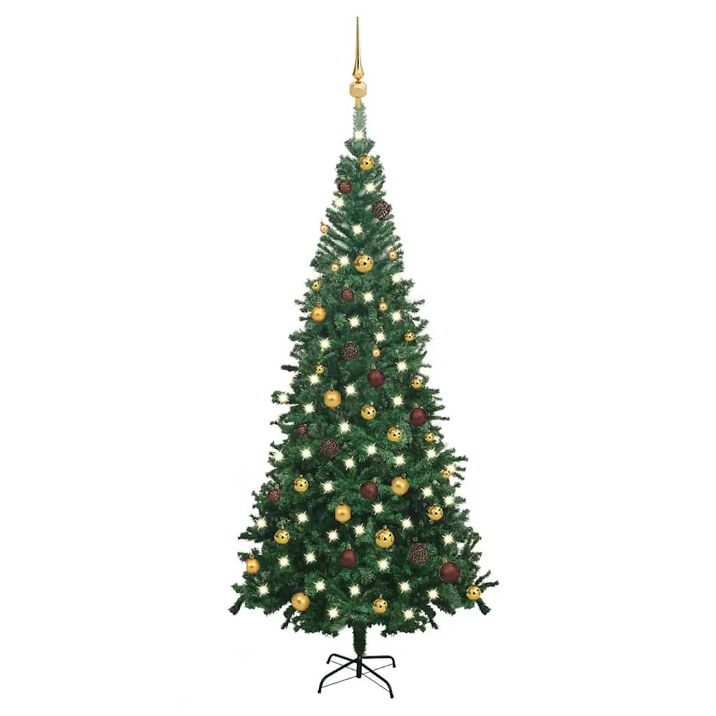 Arbre de Noël artificiel pré-éclairé et boules L 240 cm vert - XIOS