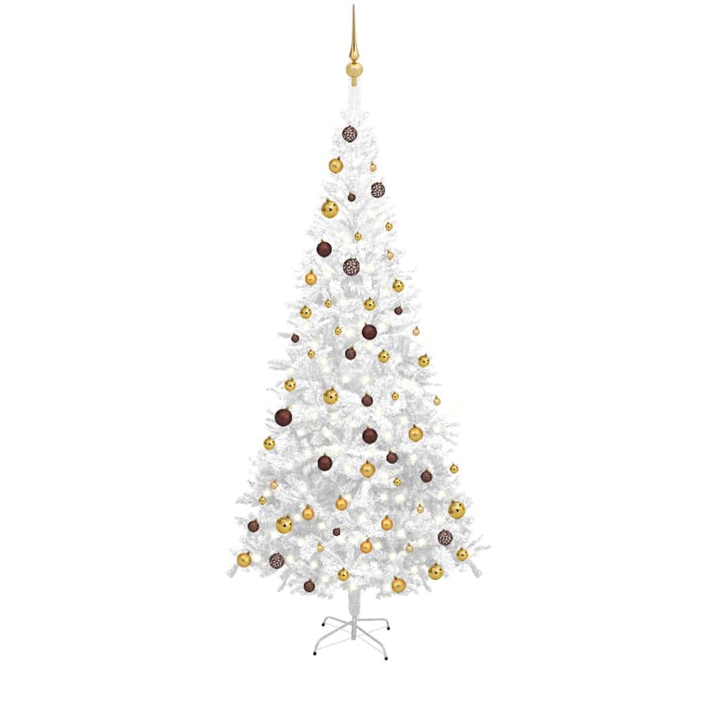 Arbre de Noël artificiel pré-éclairé et boules L 240 cm blanc - XIOS