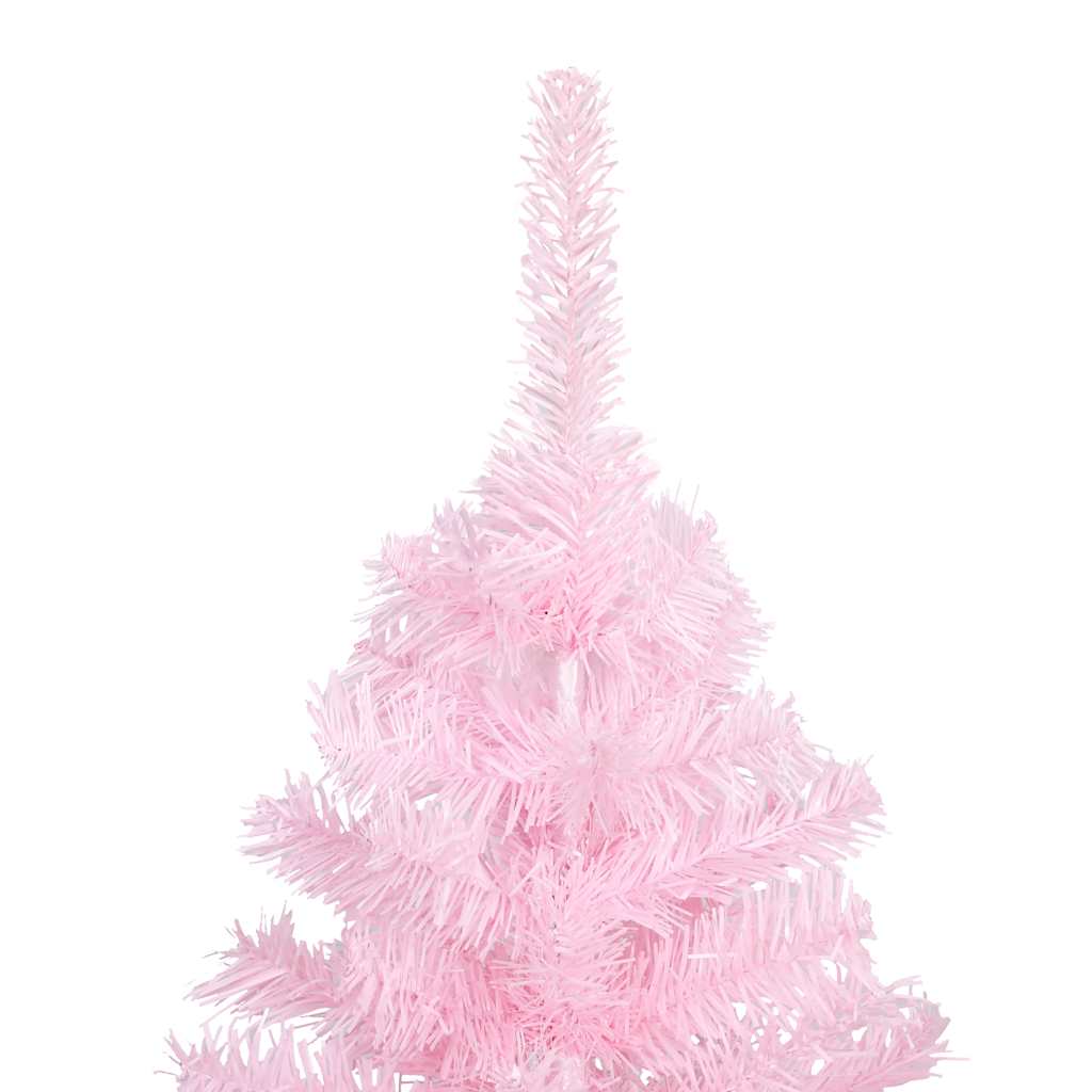 Arbre de Noël artificiel pré-éclairé et boules rose 210 cm PVC - XIOS