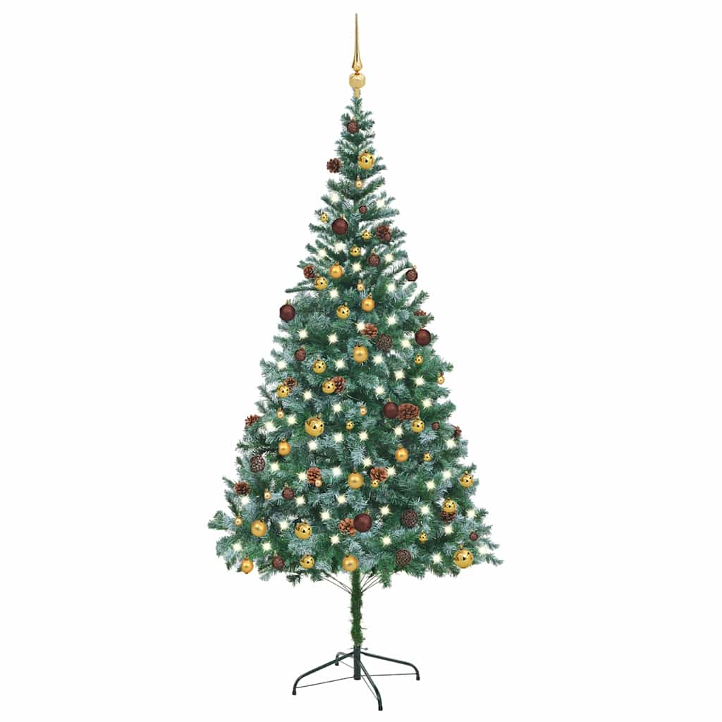 Arbre de Noël artificiel pré-éclairé/boules pommes de pin 210cm - XIOS