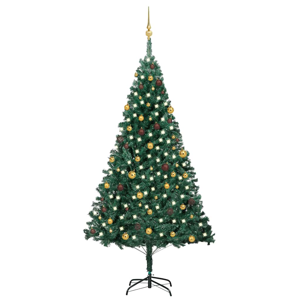 Arbre de Noël artificiel pré-éclairé et boules vert 240 cm - XIOS