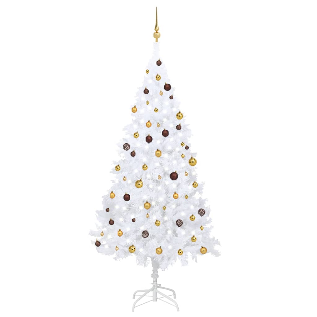 Arbre de Noël artificiel pré-éclairé et boules blanc 240 cm - XIOS