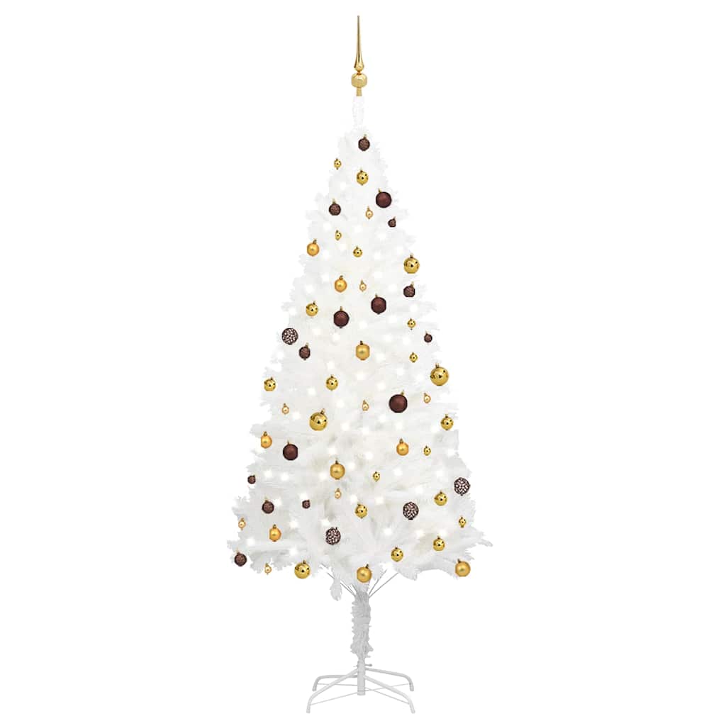 Arbre de Noël artificiel pré-éclairé et boules blanc 240 cm - XIOS