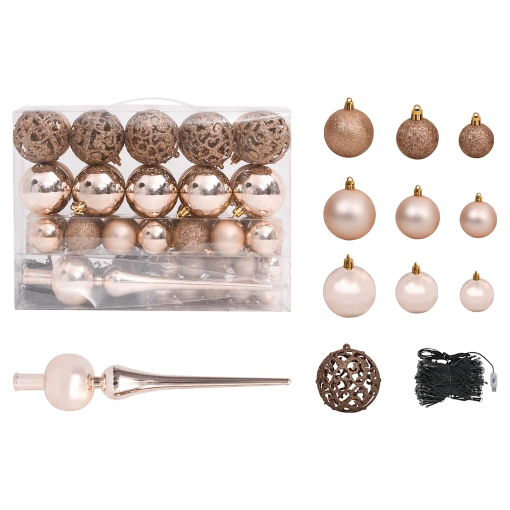 Arbre de Noël artificiel pré-éclairé et boules rose 120 cm PVC - XIOS