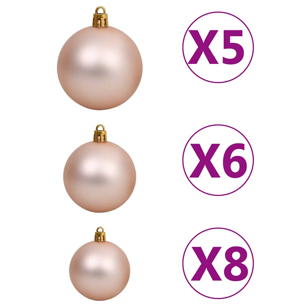 Arbre de Noël artificiel pré-éclairé et boules rose 180 cm PVC - XIOS