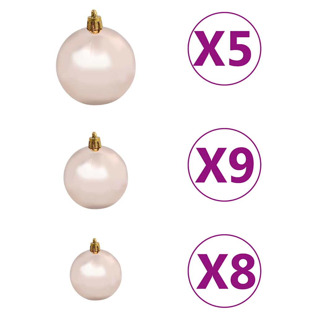 Arbre de Noël artificiel pré-éclairé et boules rose 180 cm PVC - XIOS
