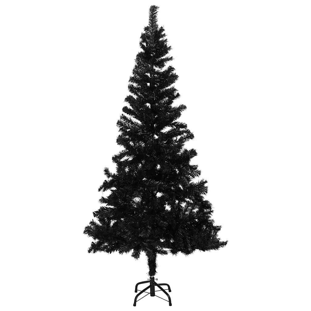 Arbre de Noël artificiel pré-éclairé et boules noir 180 cm PVC - XIOS