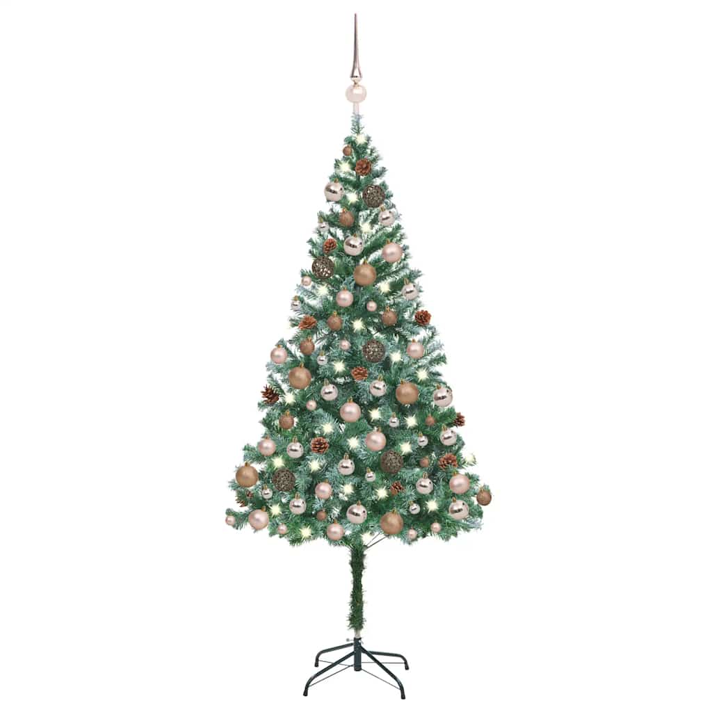 Arbre de Noël artificiel pré-éclairé/boules pommes de pin 180cm - XIOS
