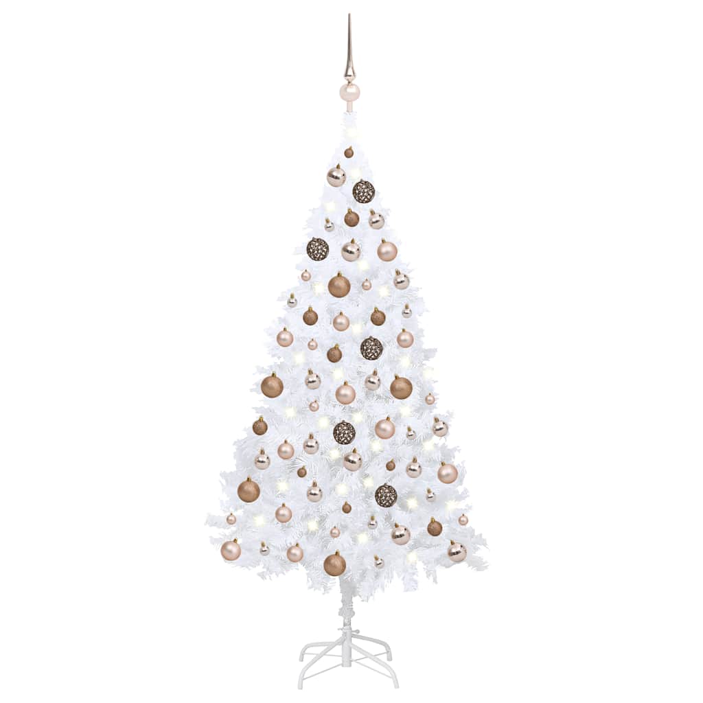 Arbre de Noël artificiel pré-éclairé et boules blanc 120 cm PVC - XIOS