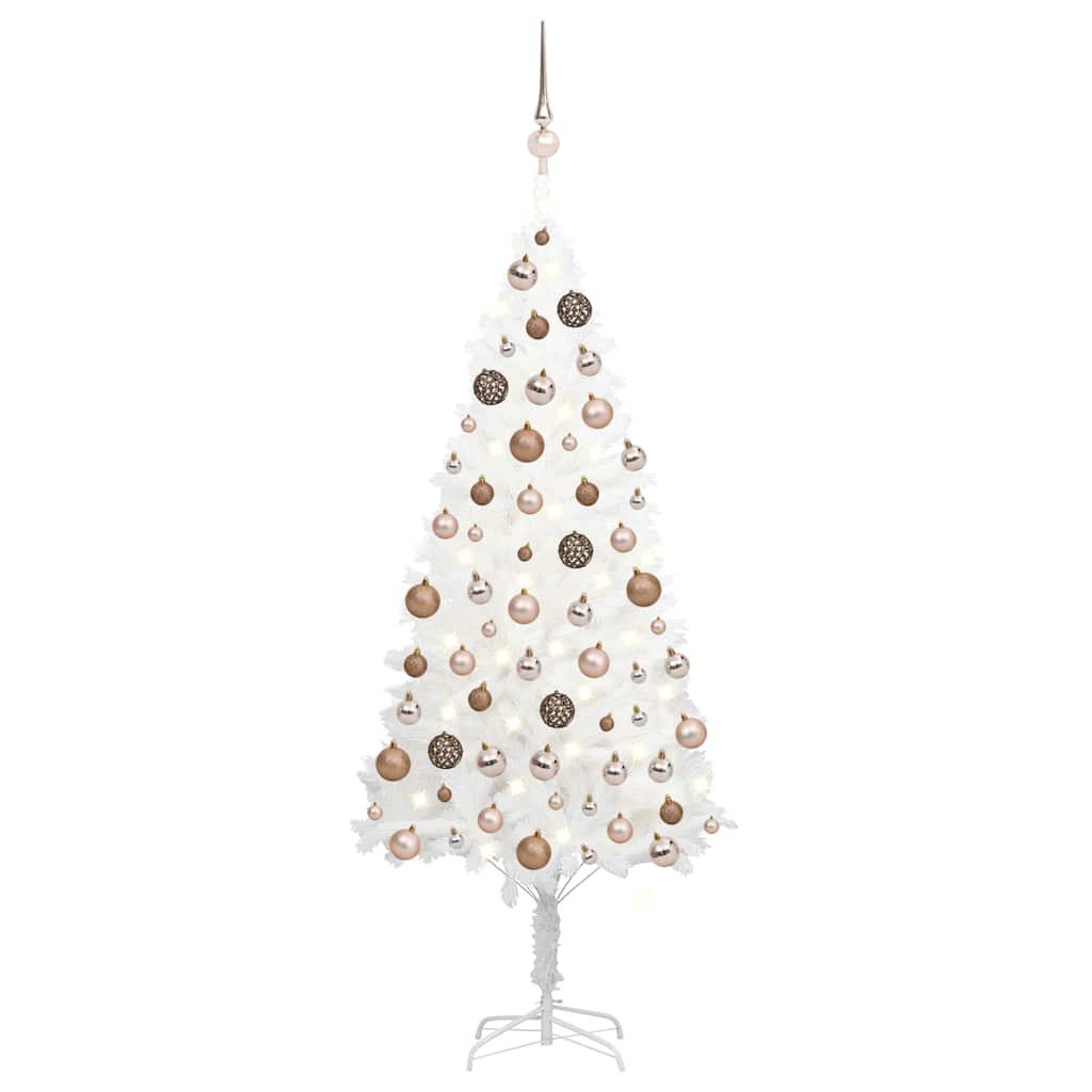 Arbre de Noël artificiel pré-éclairé et boules blanc 150 cm - XIOS