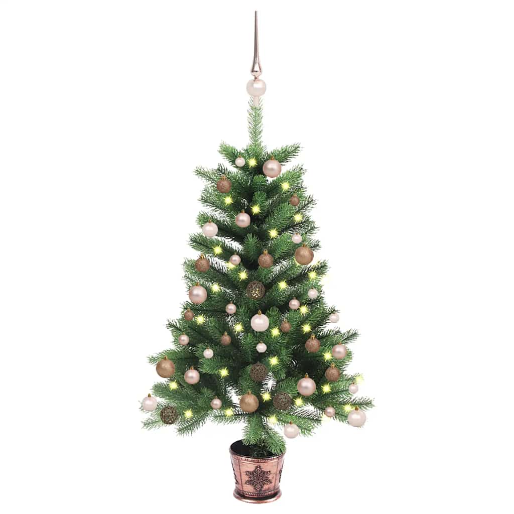 Arbre de Noël artificiel pré-éclairé et boules 90 cm vert - XIOS