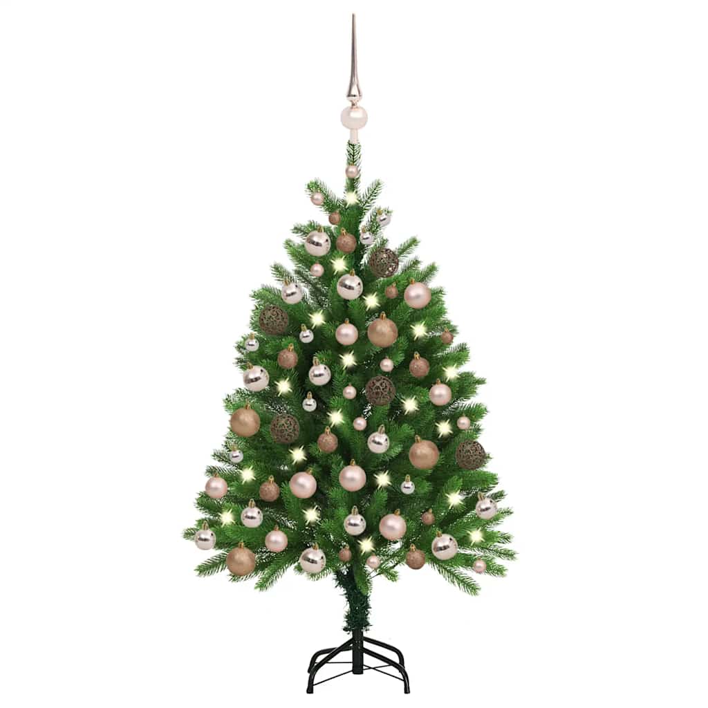 Arbre de Noël artificiel pré-éclairé et boules 120 cm vert - XIOS