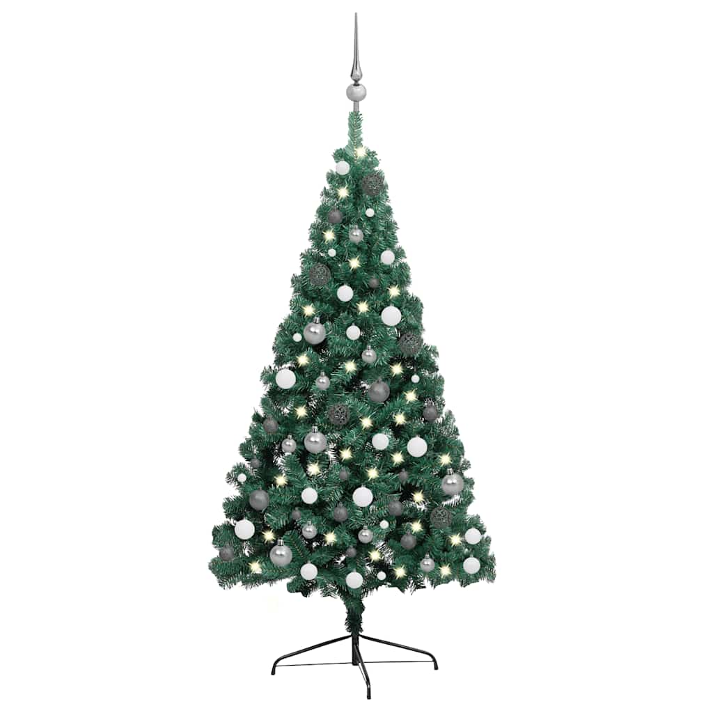 Demi-arbre de Noël artificiel pré-éclairé et boules vert 240 cm - XIOS