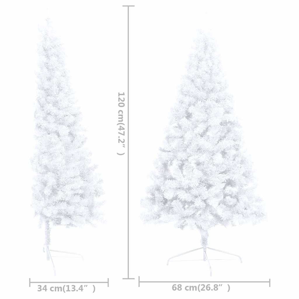 Demi-arbre de Noël artificiel pré-éclairé et boules blanc 120cm - XIOS