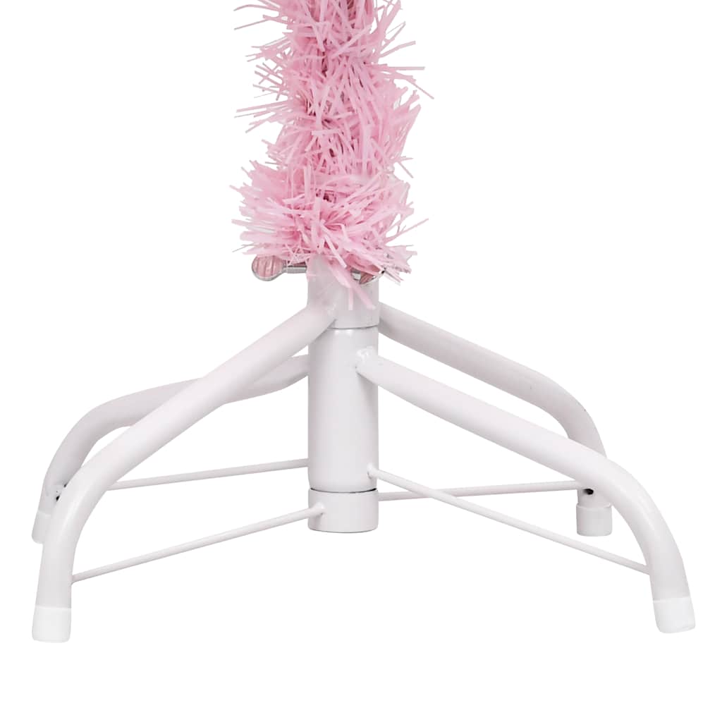 Arbre de Noël artificiel pré-éclairé et boules rose 210 cm PVC