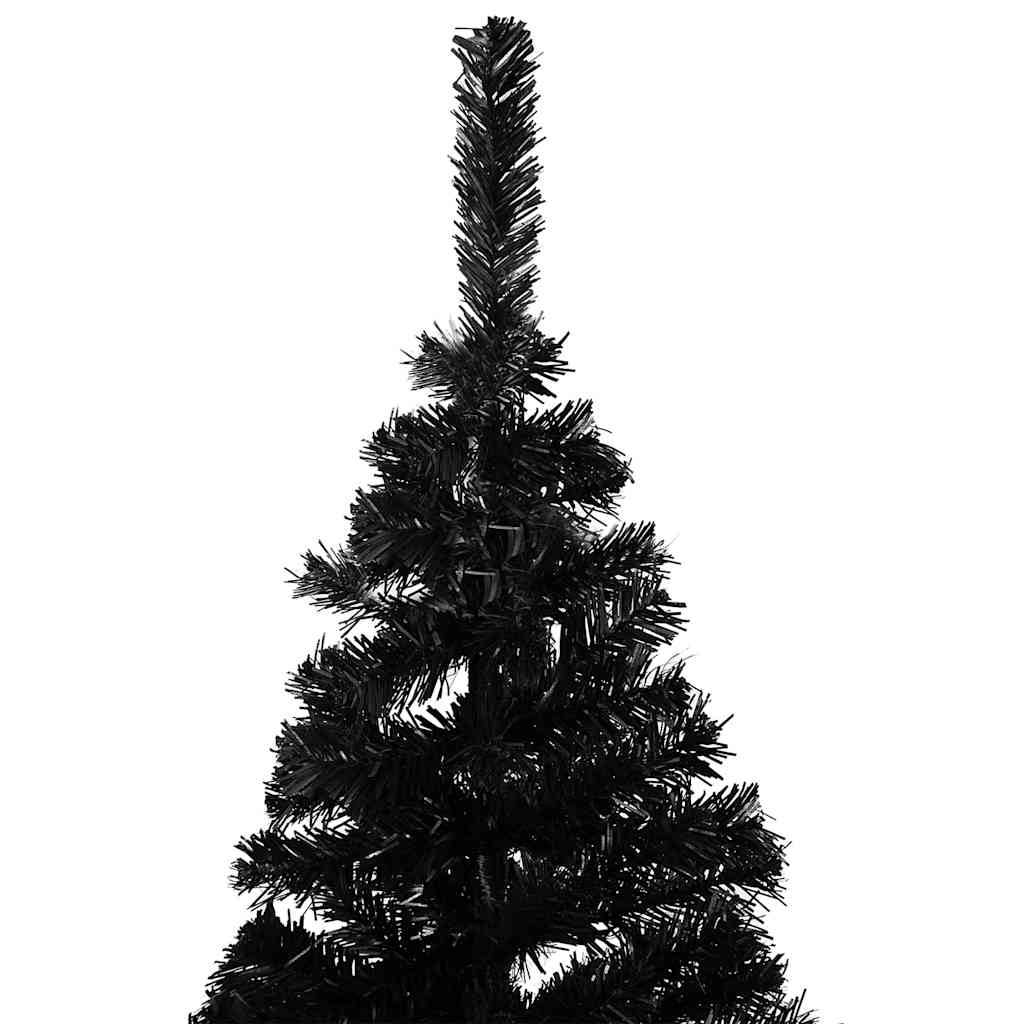 Arbre de Noël artificiel pré-éclairé et boules noir 210 cm PVC