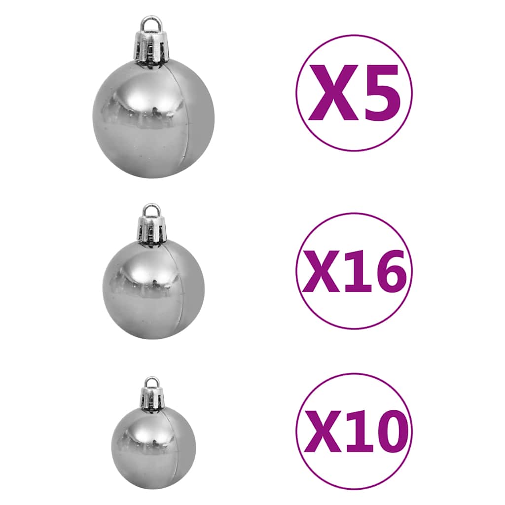 Arbre de Noël artificiel pré-éclairé et boules noir 210 cm PVC