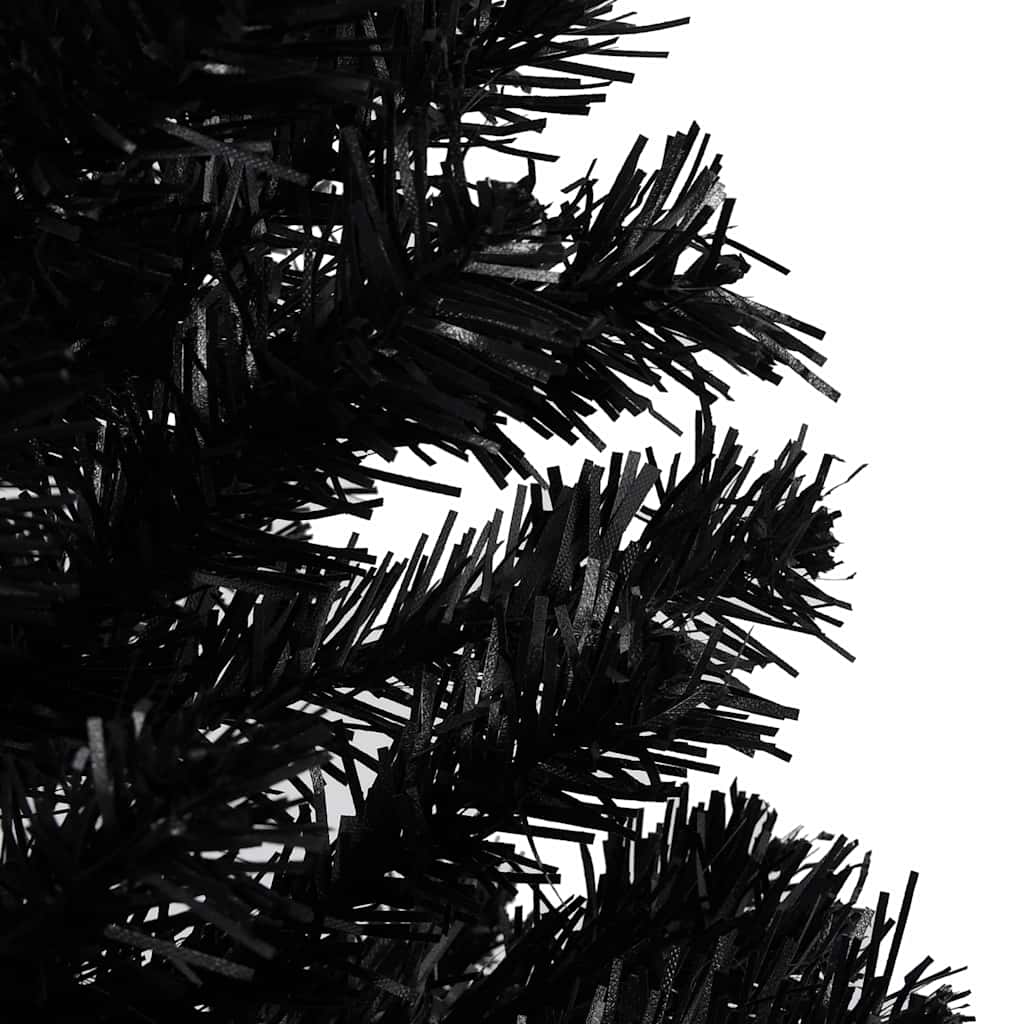 Arbre de Noël artificiel pré-éclairé et boules noir 240 cm PVC