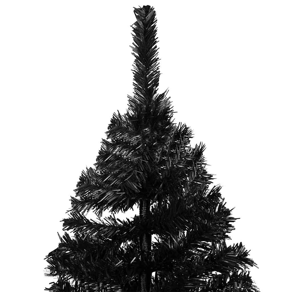 Arbre de Noël artificiel pré-éclairé et boules noir 240 cm PVC