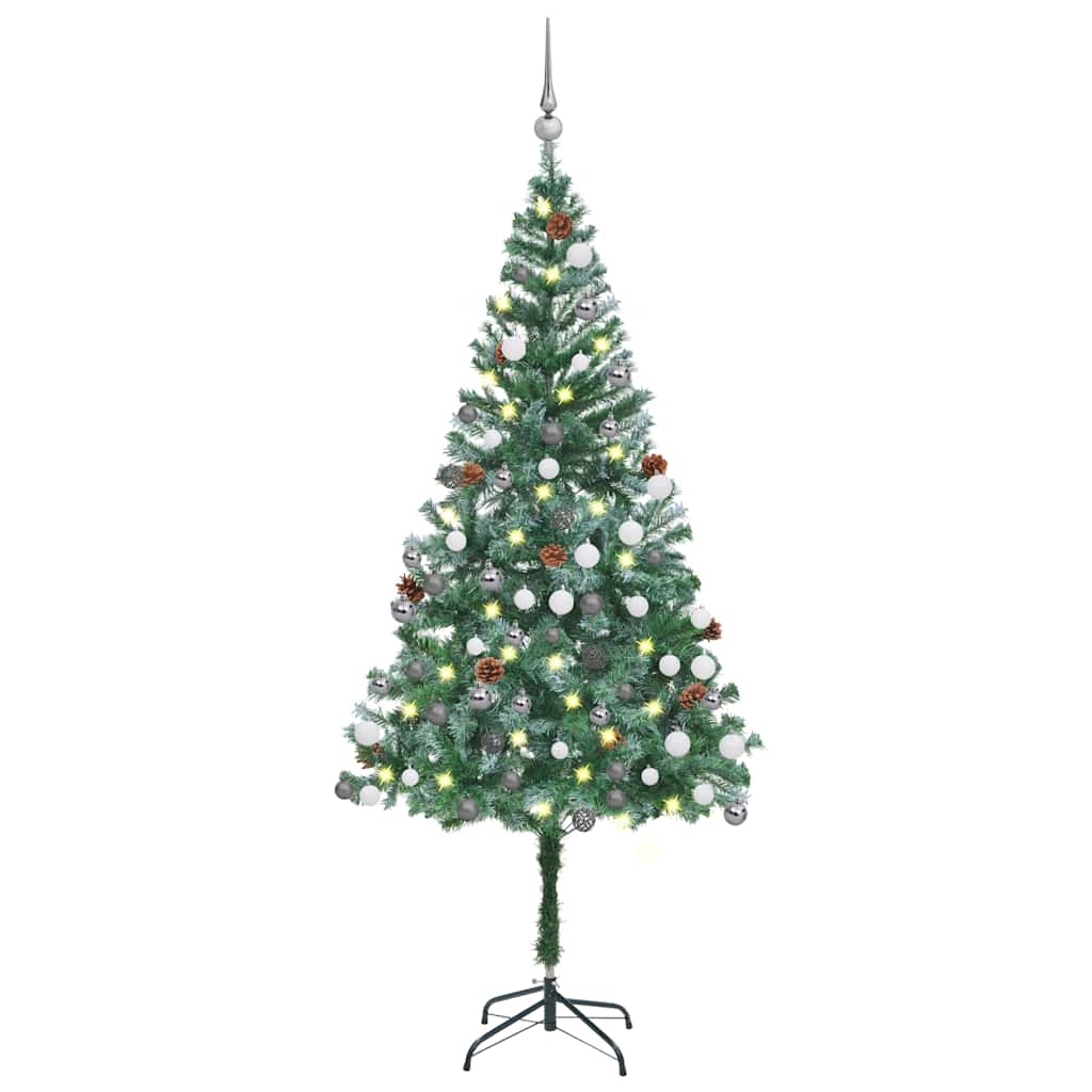 Arbre de Noël artificiel pré-éclairé/boules pommes de pin 180cm - XIOS