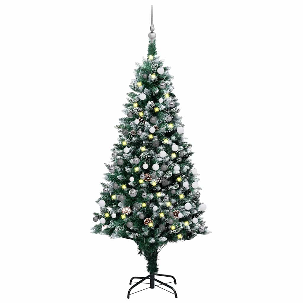 Arbre de Noël artificiel pré-éclairé/boules pommes de pin 180cm - XIOS