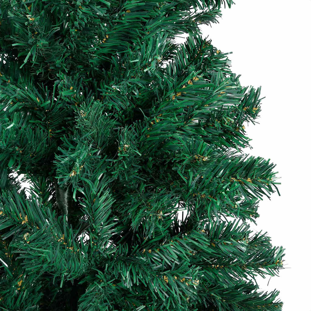Arbre de Noël artificiel pré-éclairé et boules vert 210 cm PVC