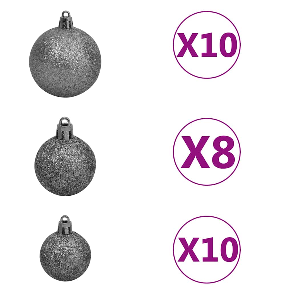 Arbre de Noël artificiel pré-éclairé et boules vert 210 cm PVC
