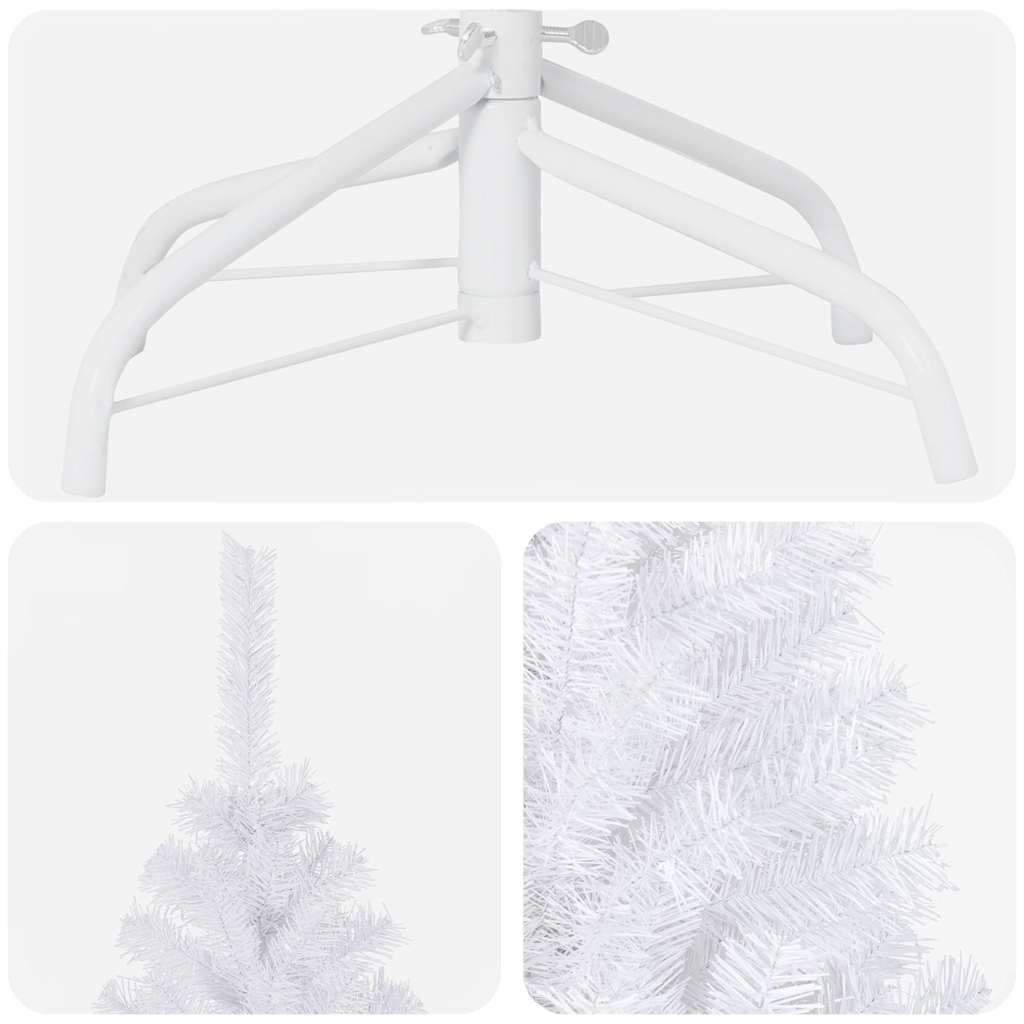 Arbre de Noël artificiel pré-éclairé et boules blanc 180 cm PVC