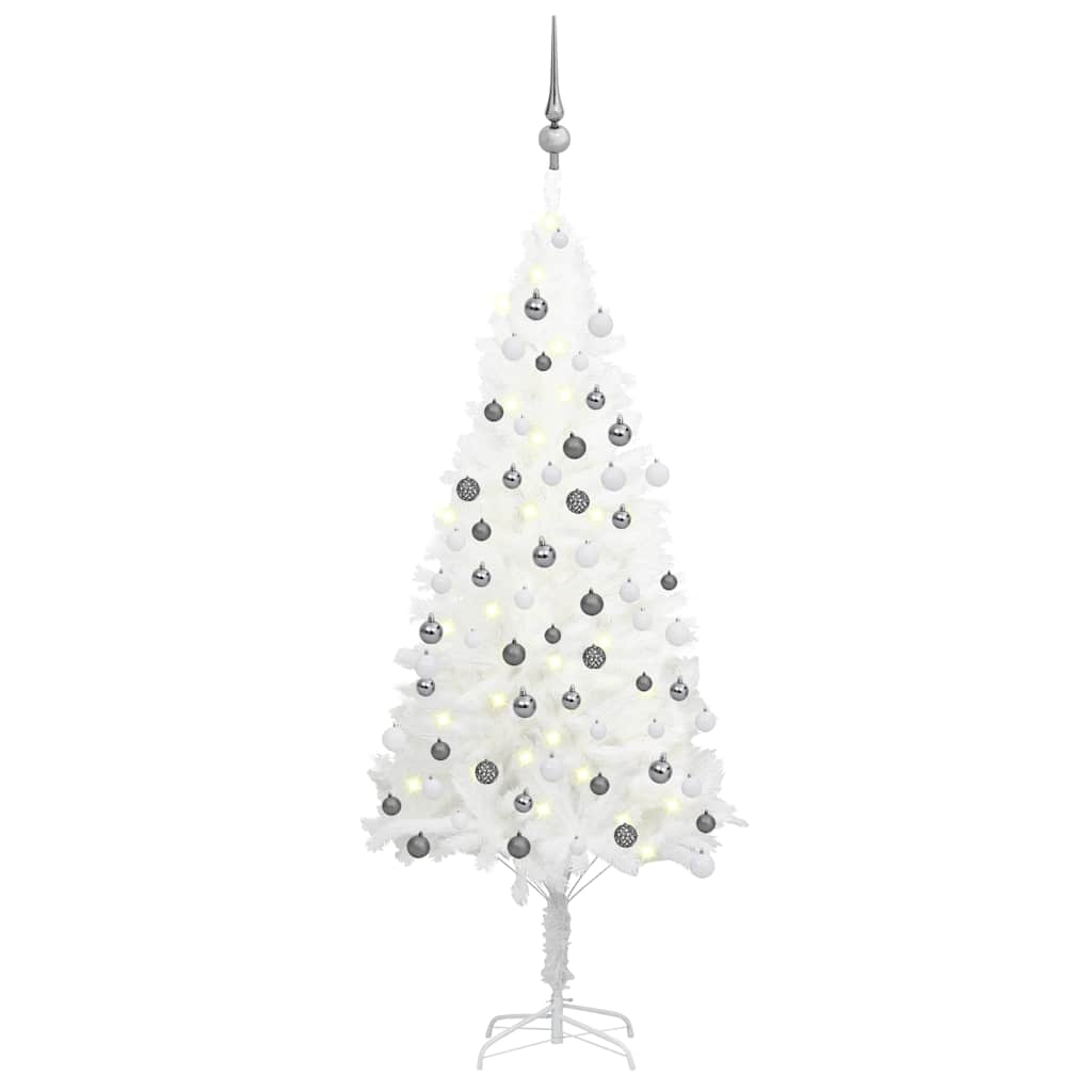 Arbre de Noël artificiel pré-éclairé et boules blanc 120 cm - XIOS