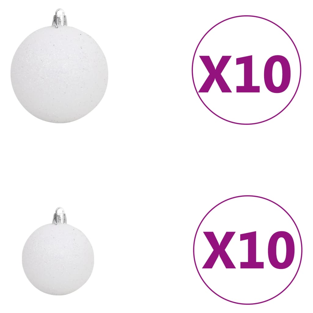 Arbre de Noël artificiel pré-éclairé et boules blanc 240 cm