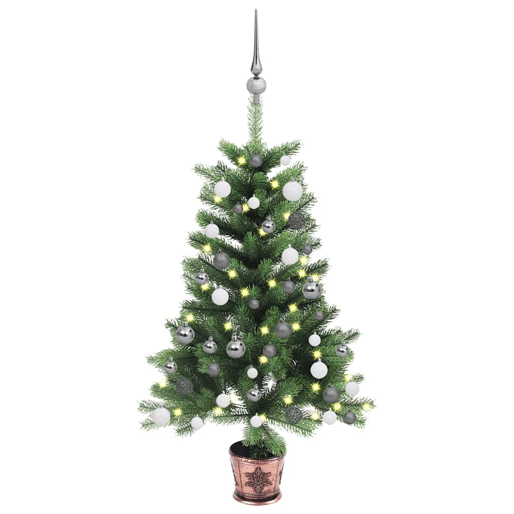 Arbre de Noël artificiel pré-éclairé et boules 65 cm vert - XIOS