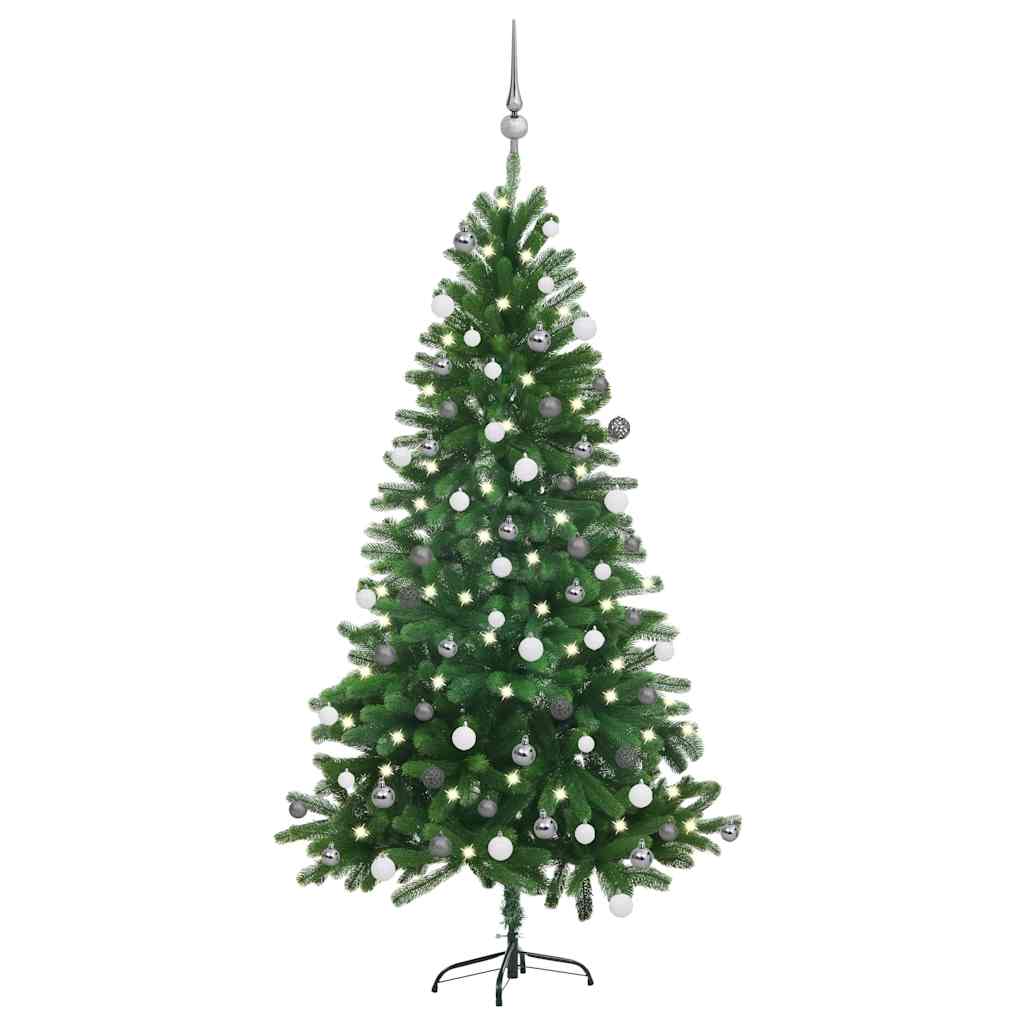 Arbre de Noël artificiel pré-éclairé et boules 150 cm Vert - XIOS