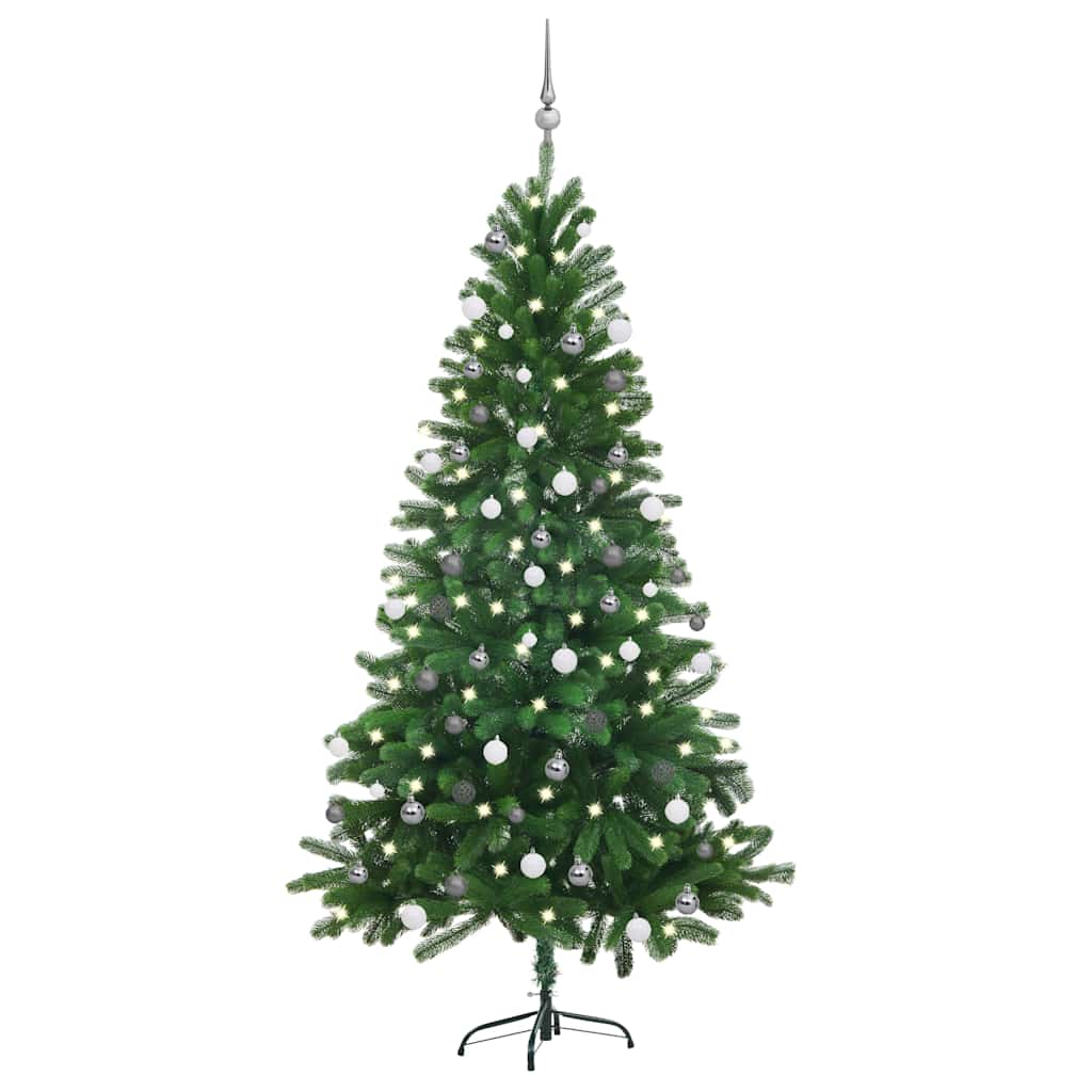 Arbre de Noël artificiel pré-éclairé et boules 180 cm vert - XIOS