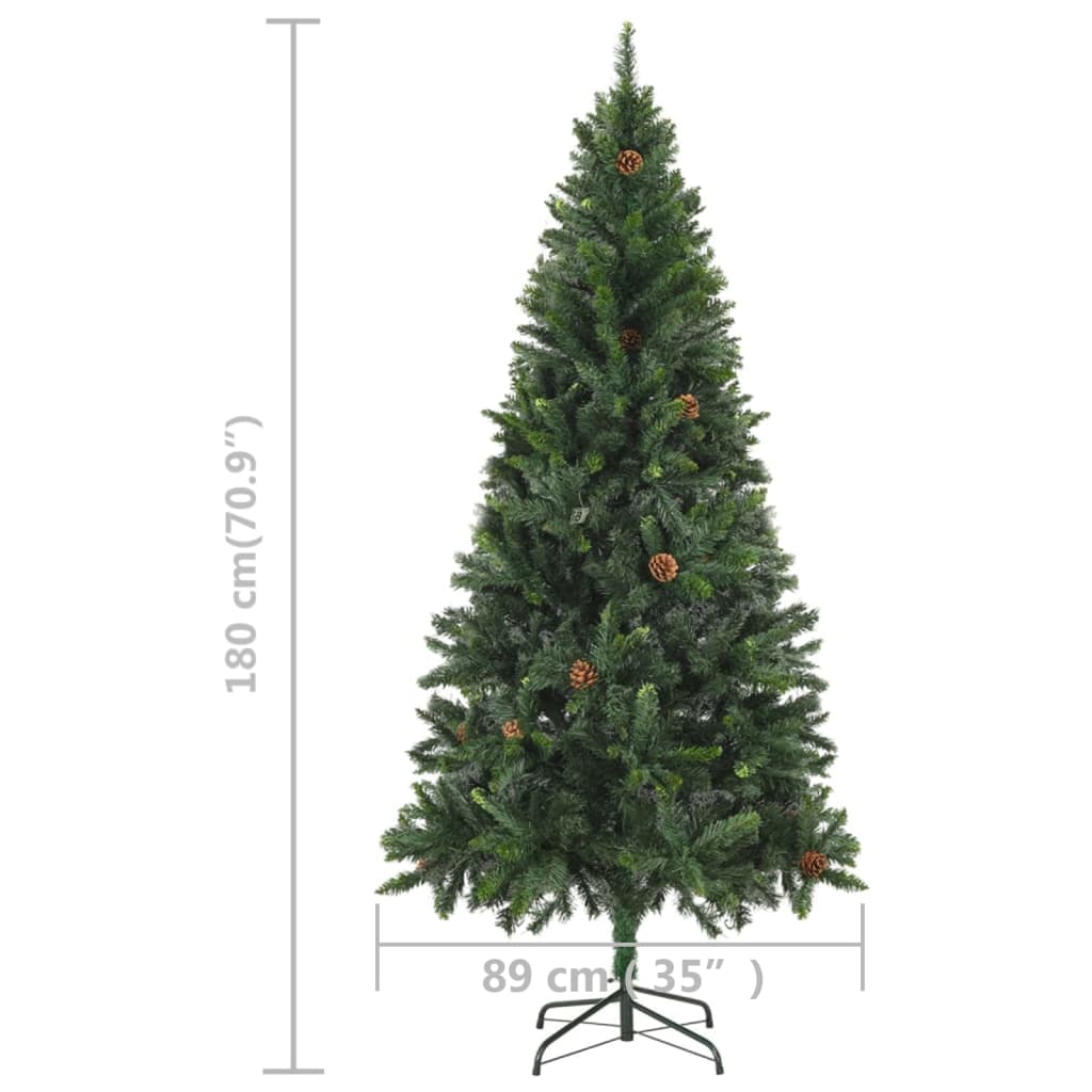 Arbre de Noël artificiel pré-éclairé pommes de pin vert 180 cm