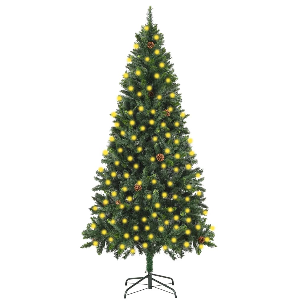 Arbre de Noël artificiel pré-éclairé pommes de pin vert 210 cm - XIOS