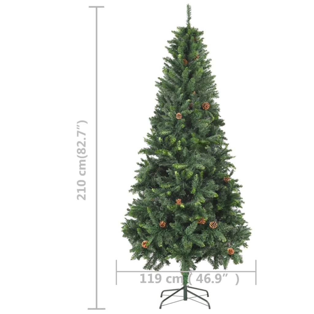 Arbre de Noël artificiel pré-éclairé pommes de pin vert 210 cm - XIOS