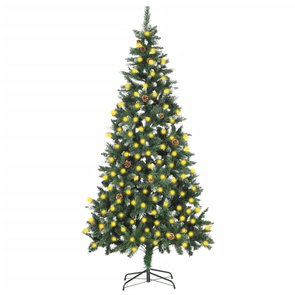 Sapin de Noël artificiel pré-éclairé et pommes de pin 210 cm - XIOS