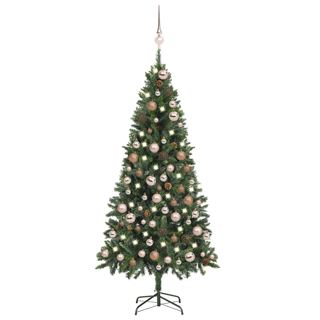 Arbre de Noël artificiel pré-éclairé/boules pommes de pin 180cm - XIOS