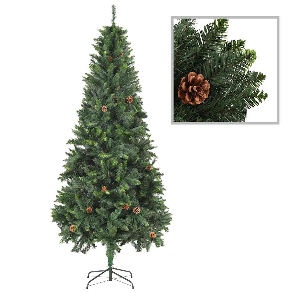 Arbre de Noël artificiel pré-éclairé/boules pommes de pin 210cm