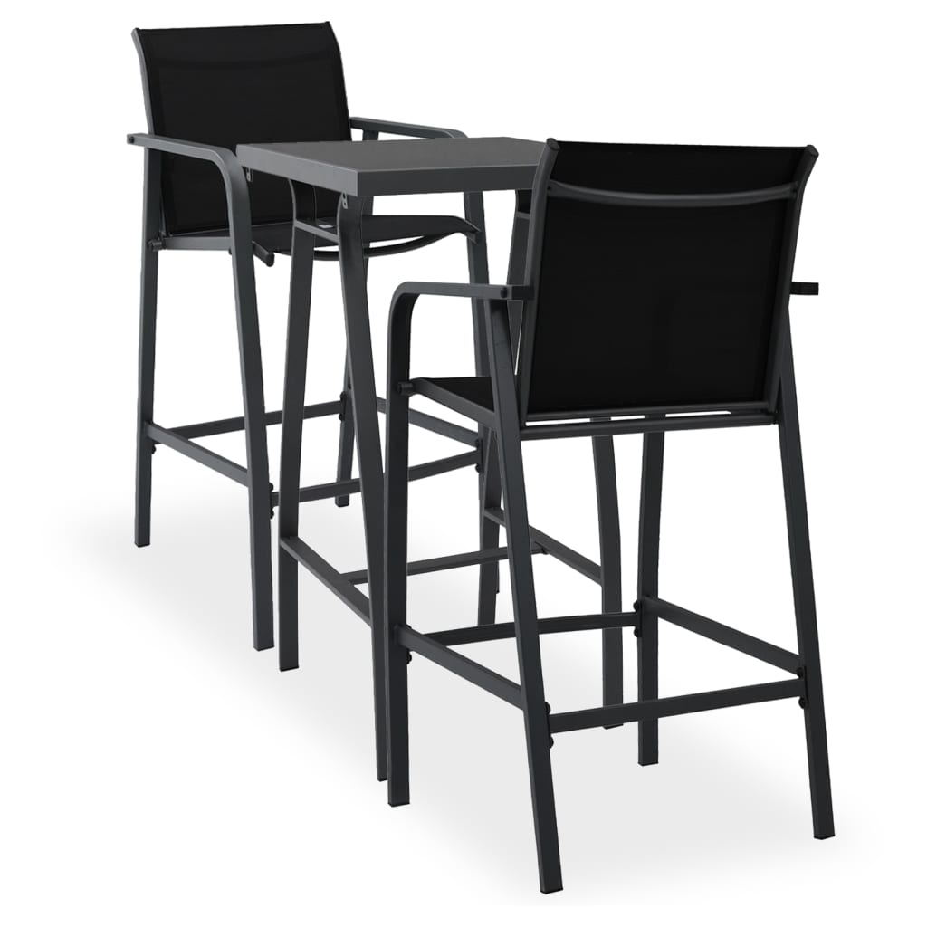 Ensemble de bar de jardin 3 pcs Noir