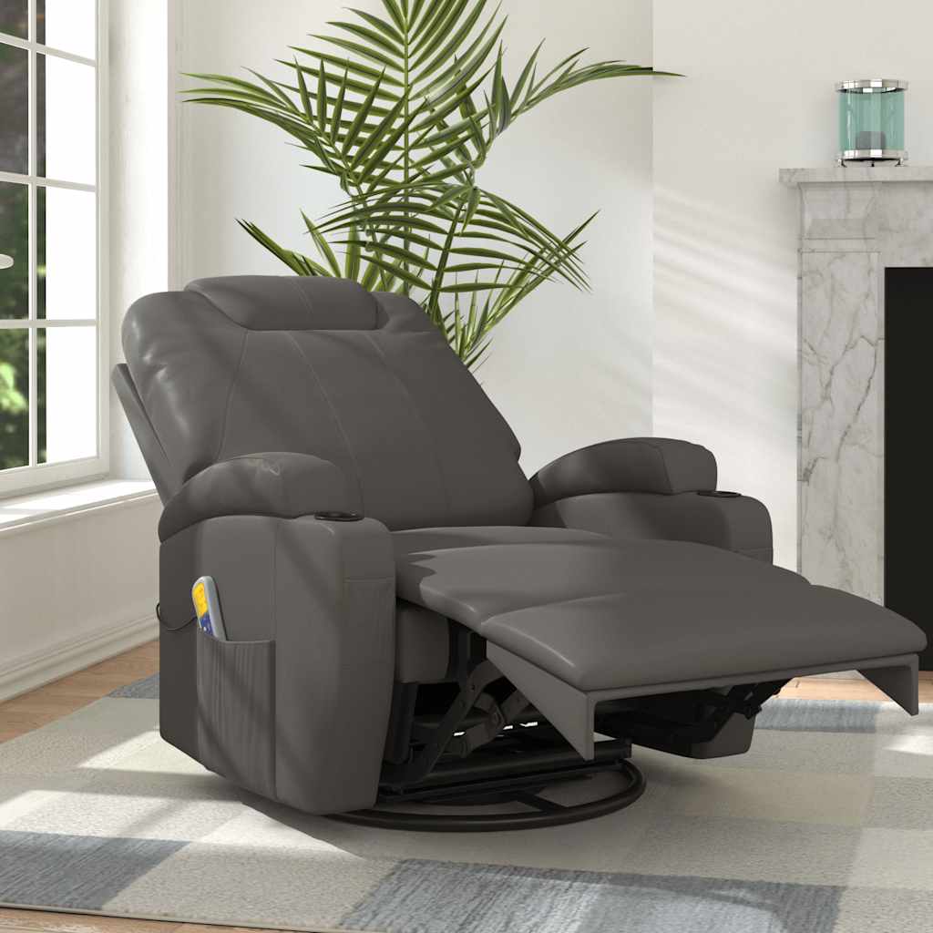 Fauteuil à bascule de massage Anthracite Similicuir Fauteuils électriques vidaXL