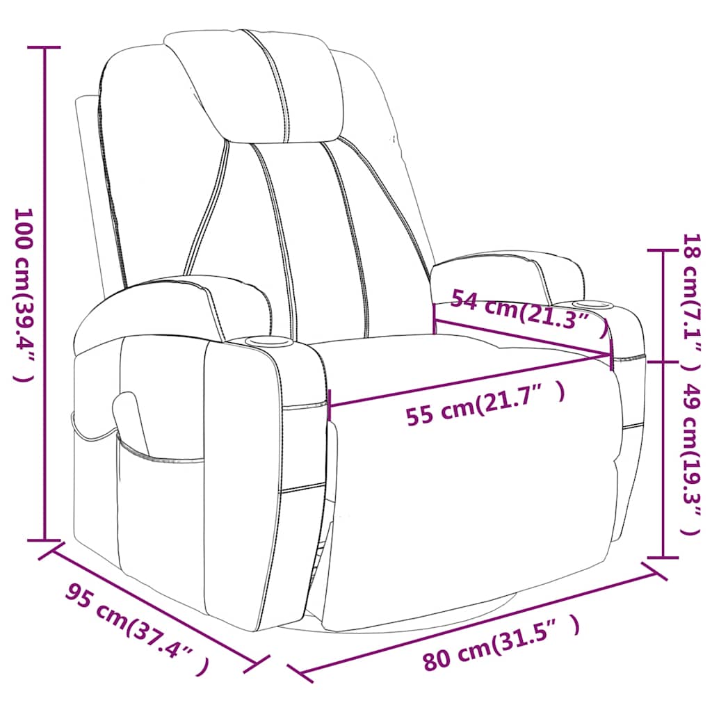 Fauteuil à bascule de massage Anthracite Similicuir Fauteuils électriques vidaXL